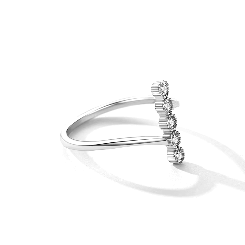 Triple stone modern ring in 925 sterling silver with a minimalist open-band design. Perfect for a clean and sophisticated look