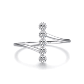 Triple stone modern ring in 925 sterling silver with a minimalist open-band design. Perfect for a clean and sophisticated look