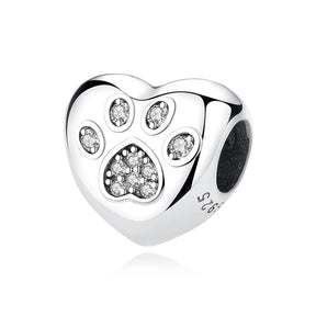 Pet Love Charm Set in 925 Sterling Silver – Paw Prints & Companions