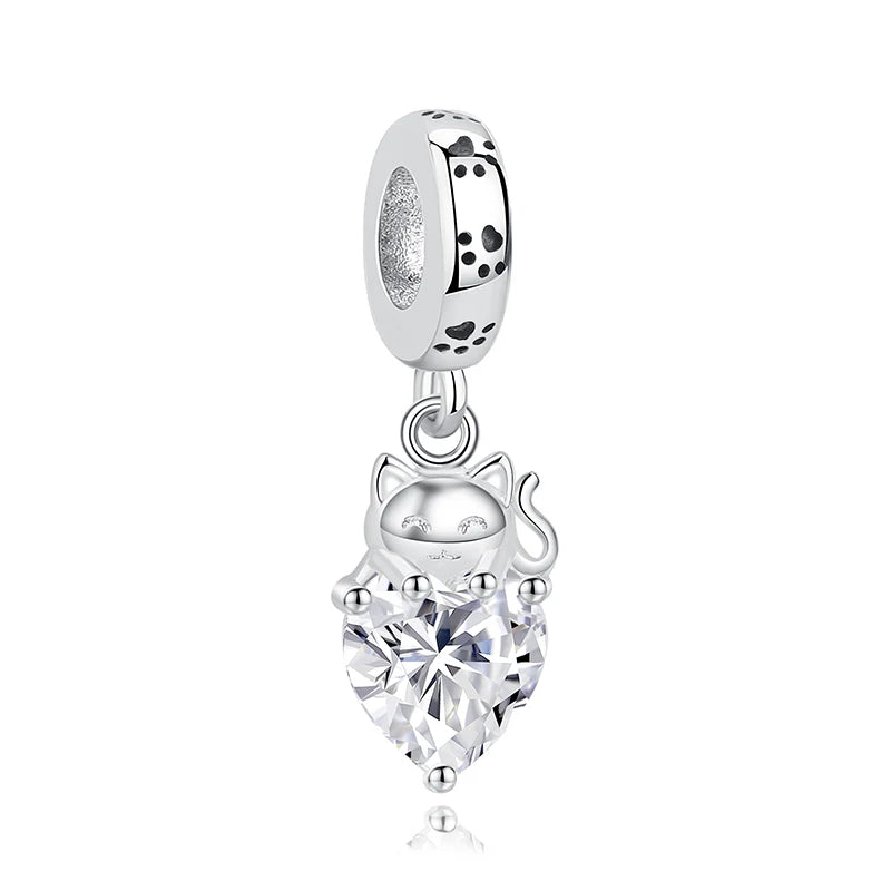 Pet Love Charm Set in 925 Sterling Silver – Paw Prints & Companions