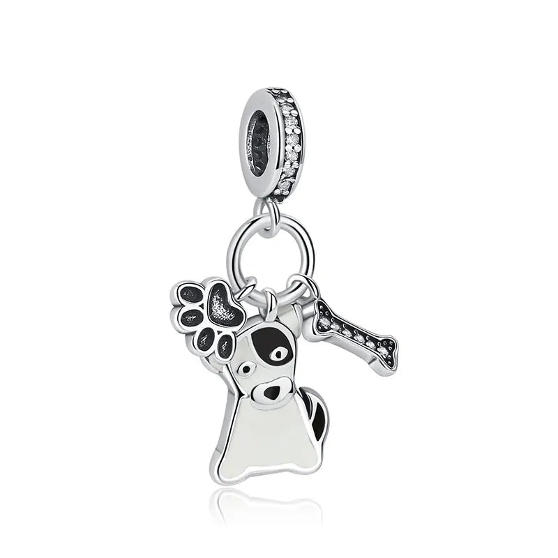 Pet Love Charm Set in 925 Sterling Silver – Paw Prints & Companions