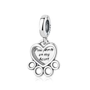 Pet Love Charm Set in 925 Sterling Silver – Paw Prints & Companions