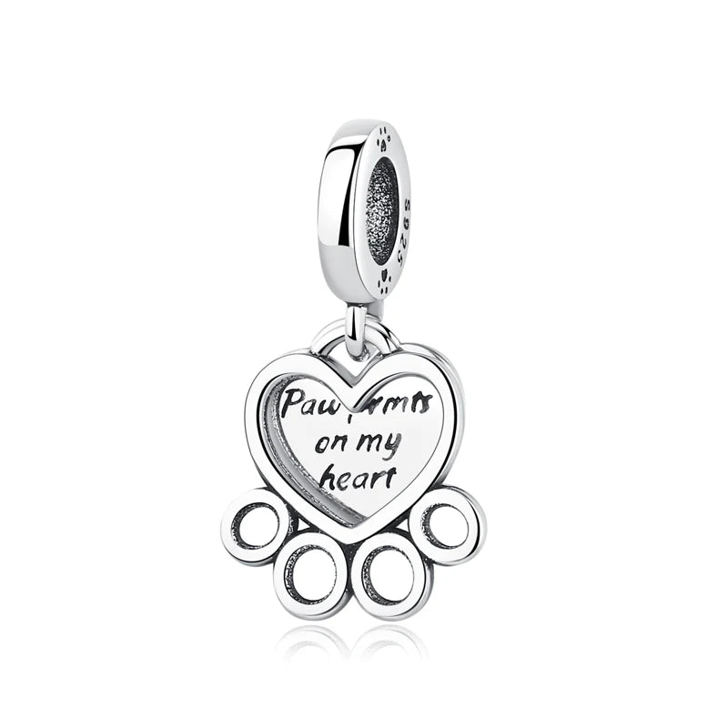 Pet Love Charm Set in 925 Sterling Silver – Paw Prints & Companions