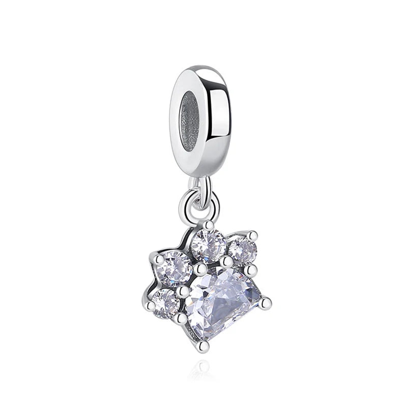 Pet Love Charm Set in 925 Sterling Silver – Paw Prints & Companions