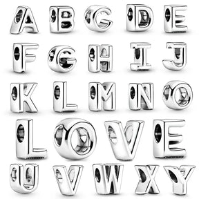 925 Sterling Silver Alphabet Charm Beads – A to Z Initials
