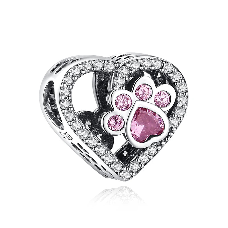 Pet Love Charm Set in 925 Sterling Silver – Paw Prints & Companions