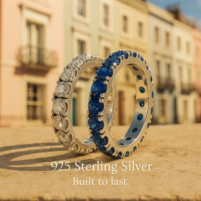 Sparkling Stones Ring in 925 Sterling White Blue