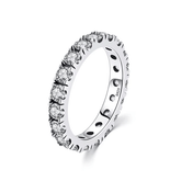 Sterling silver eternity ring with blue and white brilliant stones – 925 stacking band for women UK