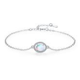 925 sterling silver bracelet with a central luminous opal stone and celestial-inspired design
