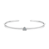 Elegant open cuff bracelet in 925 sterling silver with central sparkling stone