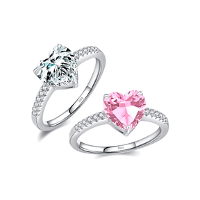 Heart-shaped stone ring in 925 sterling silver – romantic gift jewellery UK