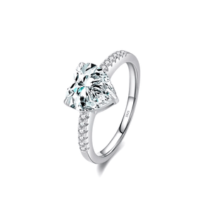 Heart-shaped stone ring in 925 sterling silver – romantic gift jewellery UK