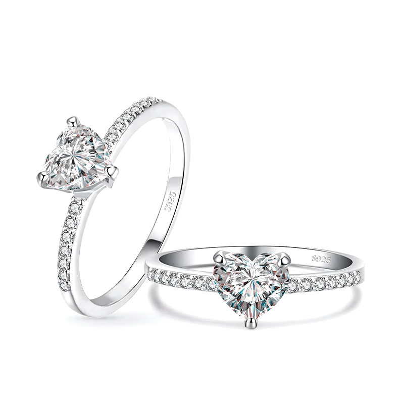 925 sterling silver ring with heart cut zirconia – romantic UK jewellery