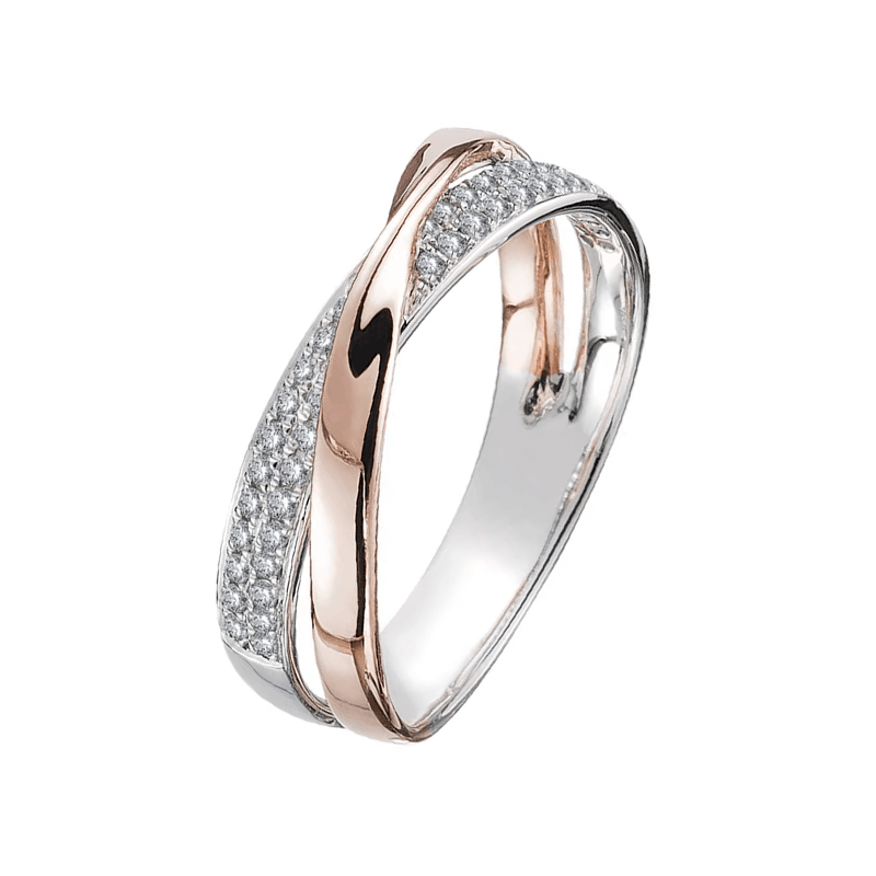 925 Sterling Silver Infinity Ring with two-tone crossover design – romantic UK jewellery