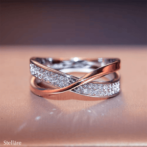 925 Sterling Silver Infinity Ring with two-tone crossover design – romantic UK jewellery