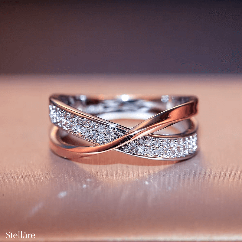 925 Sterling Silver Infinity Ring with two-tone crossover design – romantic UK jewellery