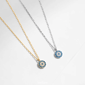 Sterling silver evil eye necklace with blue charm – Lucky Eye jewellery in UK style