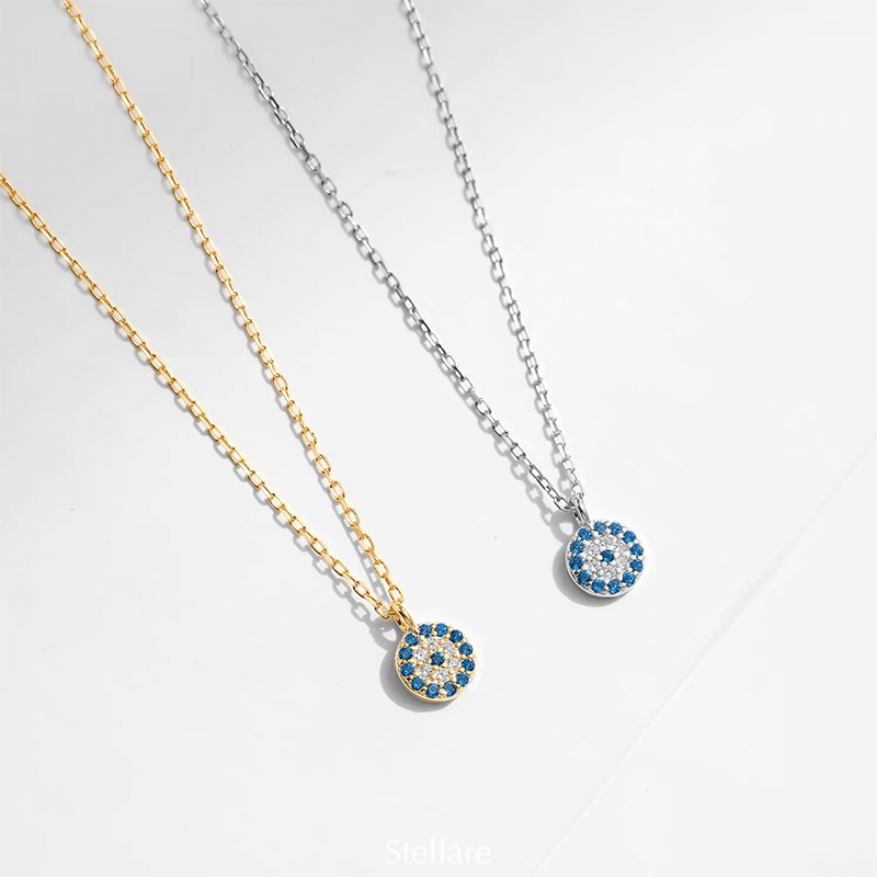 Sterling silver evil eye necklace with blue charm – Lucky Eye jewellery in UK style