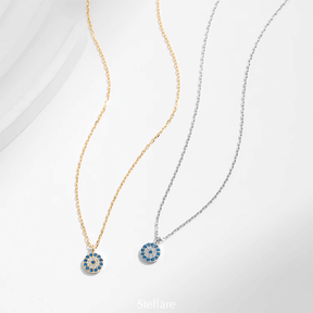 Sterling silver evil eye necklace with blue charm – Lucky Eye jewellery in UK style