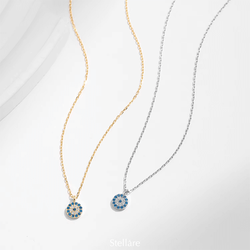 Sterling silver evil eye necklace with blue charm – Lucky Eye jewellery in UK style