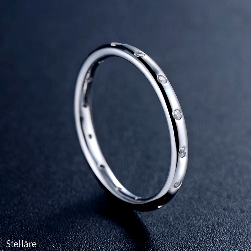 Minimalist 925 Sterling Silver Ring with zirconia – thin stacking design available in silver, gold and rose UK