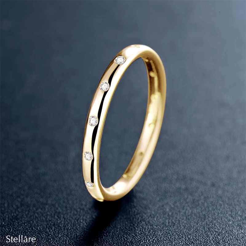 Minimalist 925 Sterling Silver Ring with zirconia – thin stacking design available in silver, gold and rose UK