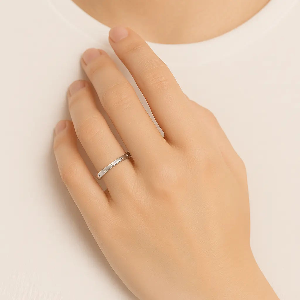 Minimalist 925 Sterling Silver Ring with zirconia – thin stacking design available in silver, gold and rose UK