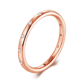 Minimalist 925 Sterling Silver Ring with zirconia – thin stacking design available in silver, gold and rose UK