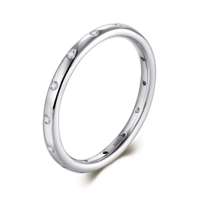 Minimalist 925 Sterling Silver Ring with zirconia – thin stacking design available in silver, gold and rose UK