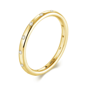 Minimalist 925 Sterling Silver Ring with zirconia – thin stacking design available in silver, gold and rose UK
