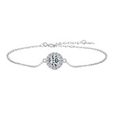Elegant sterling silver bracelet with round brilliance charm – minimalist jewellery UK