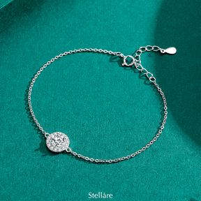 Elegant sterling silver bracelet with round brilliance charm – minimalist jewellery UK