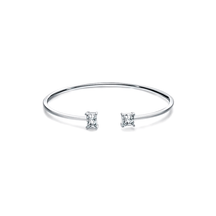 925 sterling silver open bracelet with minimalist prism ends – elegant women’s bangle jewellery in UK
