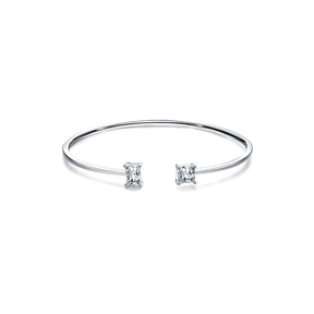 925 sterling silver open bracelet with minimalist prism ends – elegant women’s bangle jewellery in UK