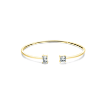 925 sterling silver open bracelet with minimalist prism ends – elegant women’s bangle jewellery in UK