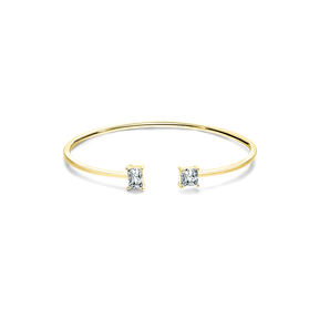 925 sterling silver open bracelet with minimalist prism ends – elegant women’s bangle jewellery in UK