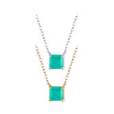 925 silver necklace with emerald-cut green gemstone – Prisma pendant with modern charm