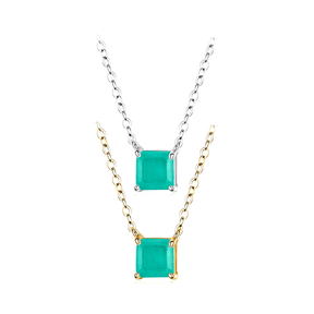 925 silver necklace with emerald-cut green gemstone – Prisma pendant with modern charm