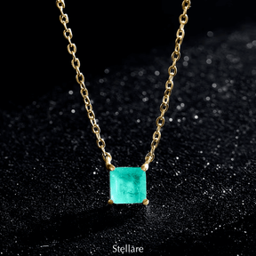 925 silver necklace with emerald-cut green gemstone – Prisma pendant with modern charm