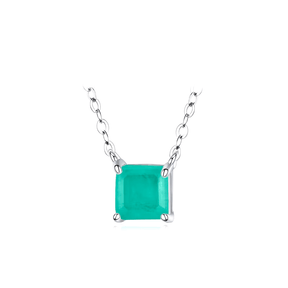 925 silver necklace with emerald-cut green gemstone – Prisma pendant with modern charm