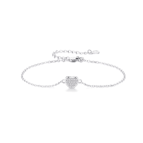925 sterling silver bracelet with a heart charm – elegant and romantic minimalist jewellery for women