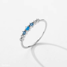925 Sterling Silver Ring with blue and clear sparkling stones – elegant stacking design for everyday wear UK