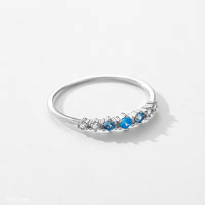 925 Sterling Silver Ring with blue and clear sparkling stones – elegant stacking design for everyday wear UK