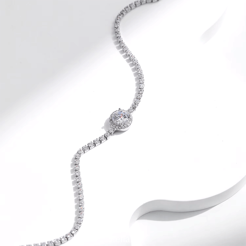 925 sterling silver bracelet with centre zirconia stone – delicate brilliance jewellery for women