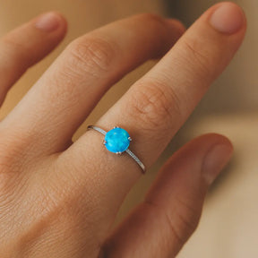 925 Sterling Silver Blue Opal Ring