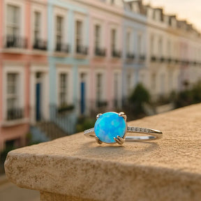 925 Sterling Silver Blue Opal Ring