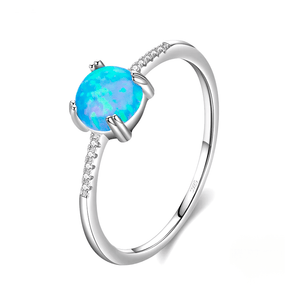 925 Sterling Silver Blue Opal Ring