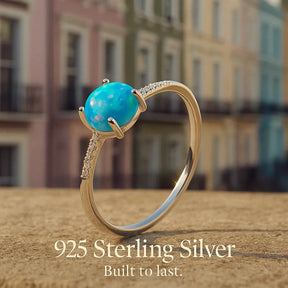 925 Sterling Silver Blue Opal Ring