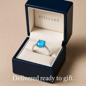 925 Sterling Silver Blue Opal Ring