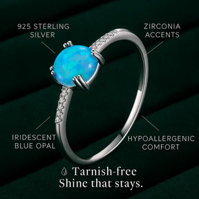 925 Sterling Silver Blue Opal Ring